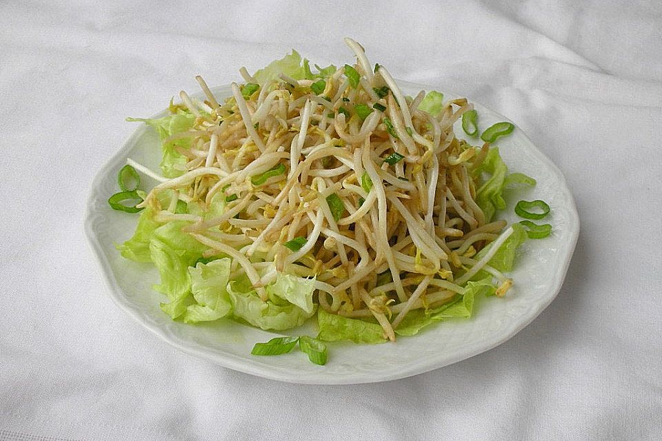 Sojasprossensalat mit Erdnusssauce