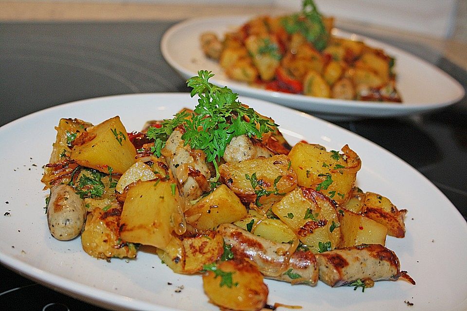 Nürnberger Würstchenpfanne mit Gemüse