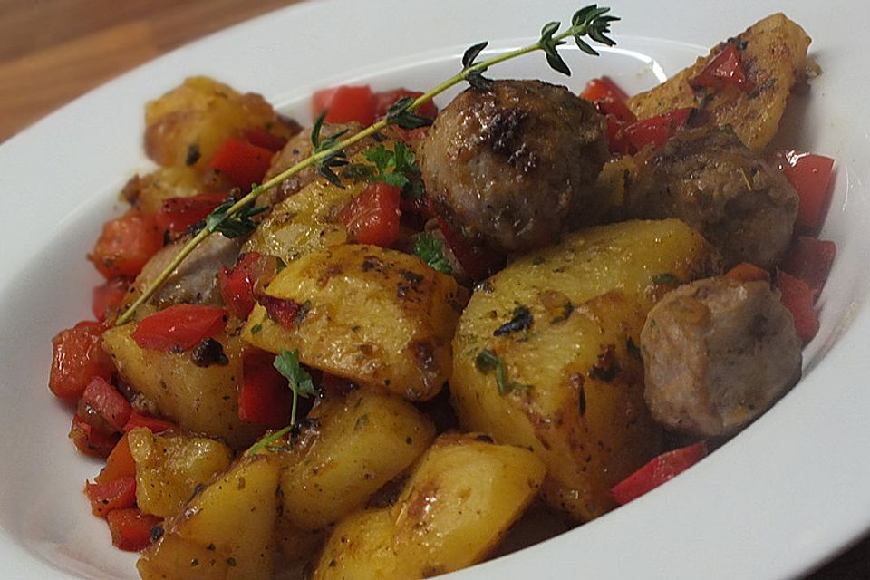 Nürnberger Würstchenpfanne mit Gemüse