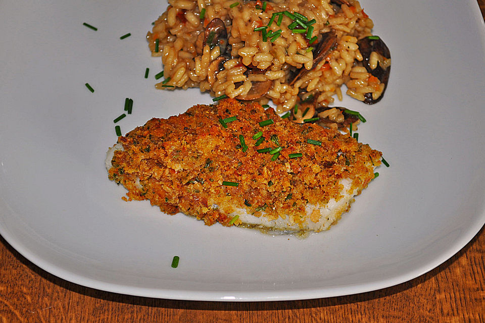 Seelachsfilet mit krosser Weißbrotkruste