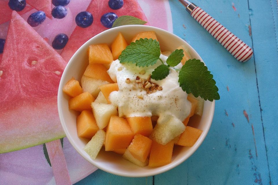 Melonensalat mit Joghurt