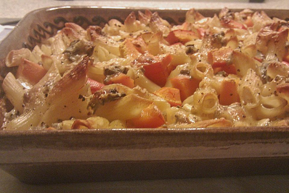 Kürbis-Penne Gratin