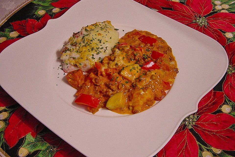 Gemüse-Hackfleisch-Kartoffelpüree Auflauf