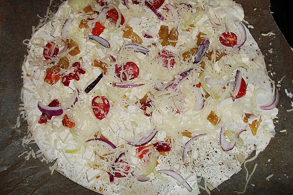 Flammkuchen "griechische Art"