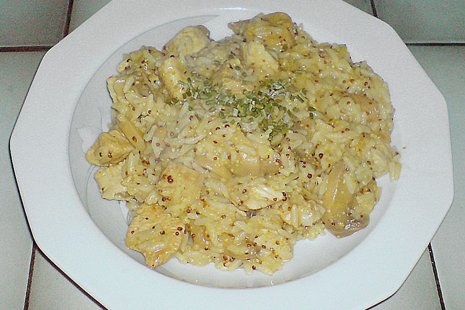 Putenwürfel in Senfsauce