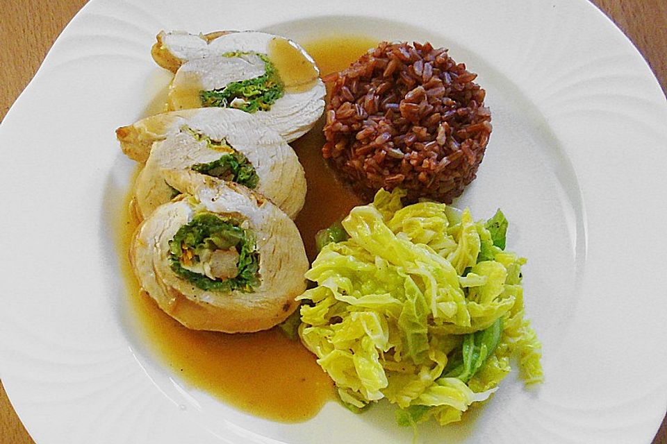 Hähnchenroulade mit Riesengarnelen