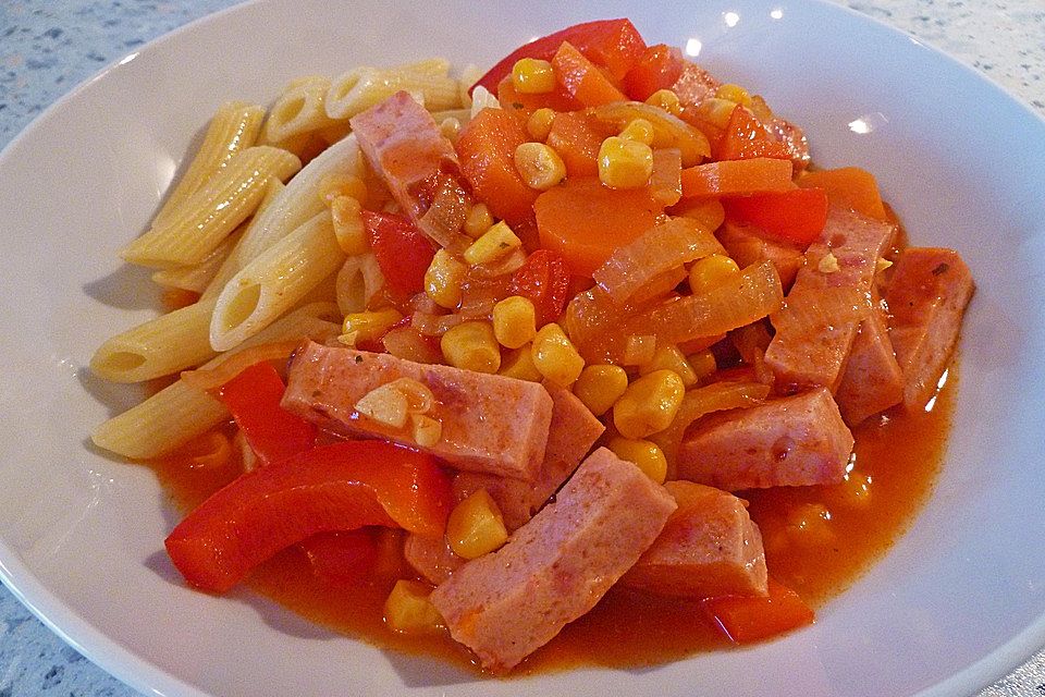 Leberkäs-Ragout