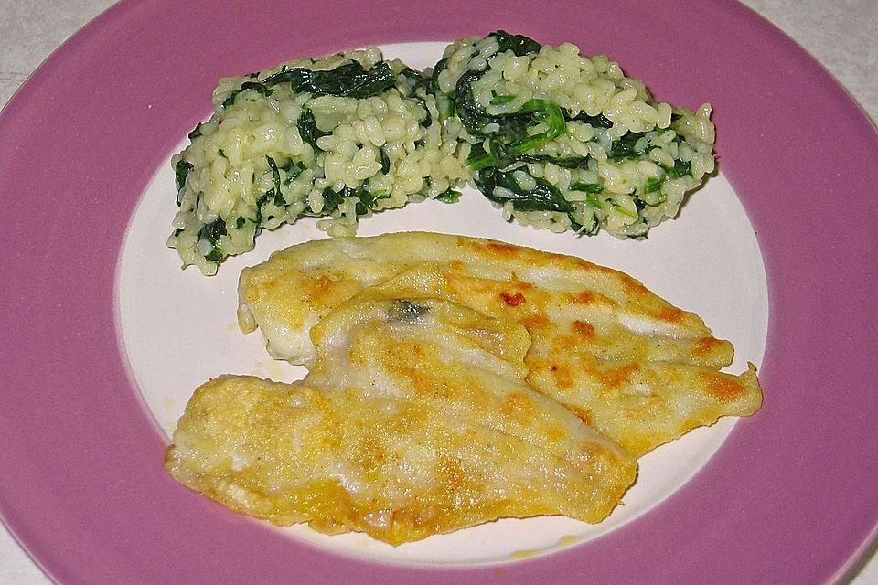 Pangasiusfilet mit grünem Risotto