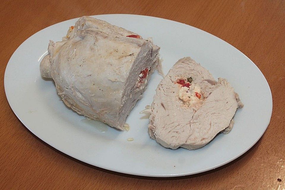 Gefüllte Putenbrust in Weißweinsauce