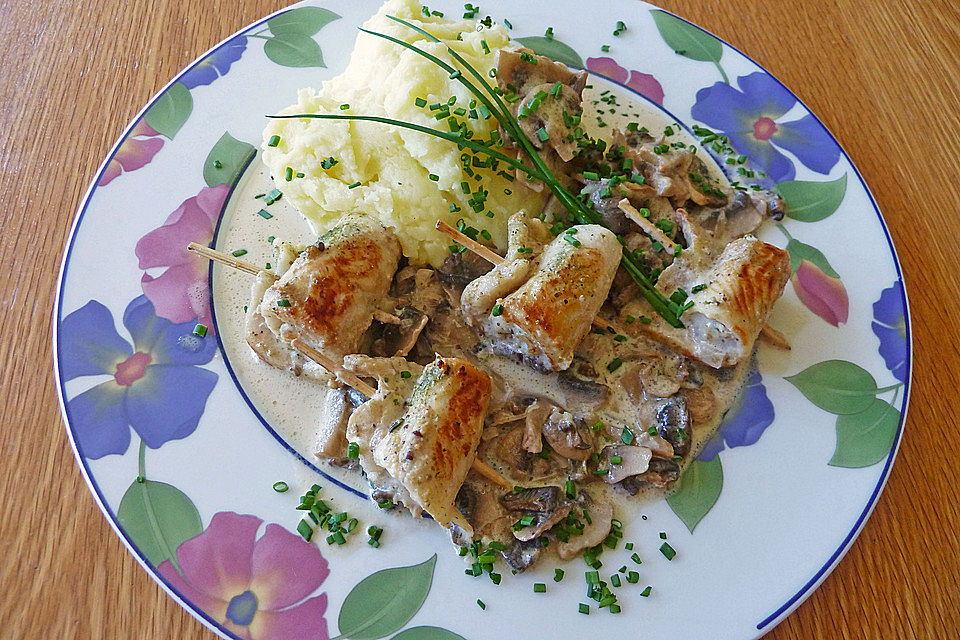 Schollenfilets mit Champignons