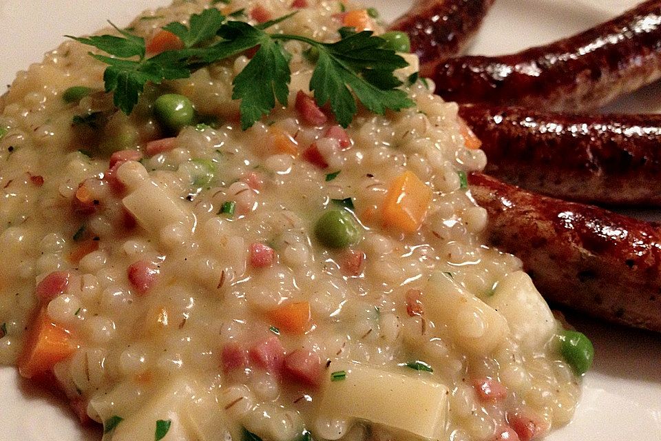 Graupen-Risotto mit Erbsen