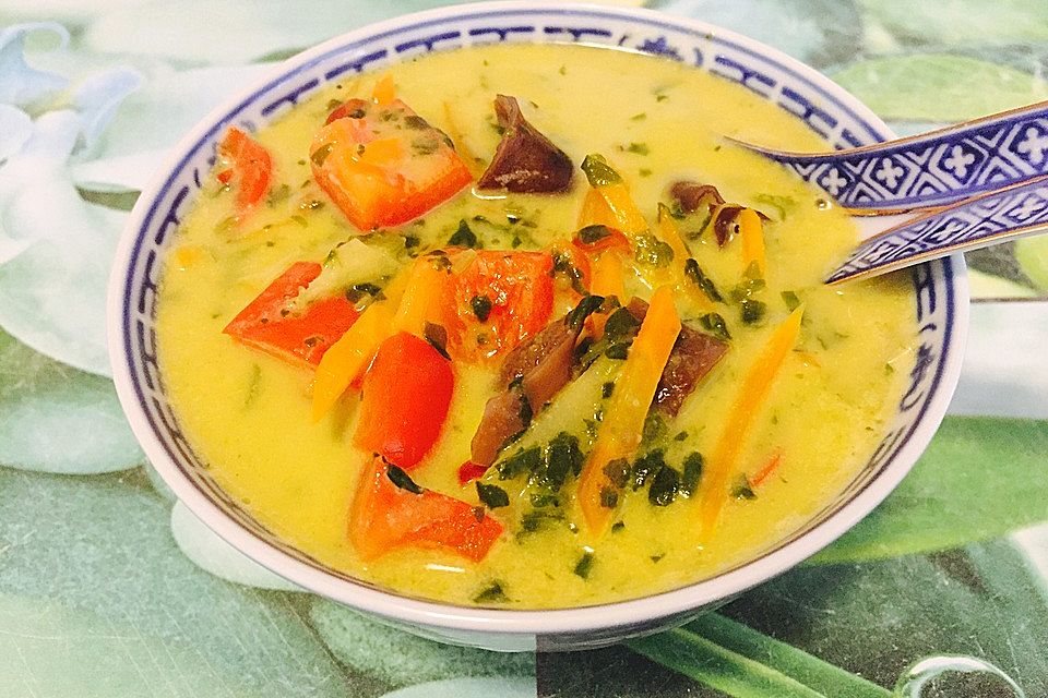 Thailändische Ingwer-Kokos-Suppe