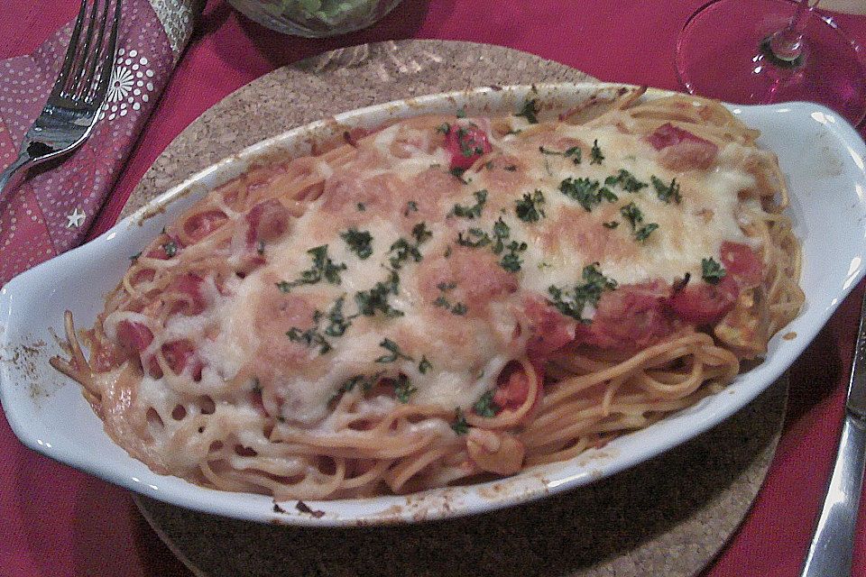 Spaghetti - überbacken