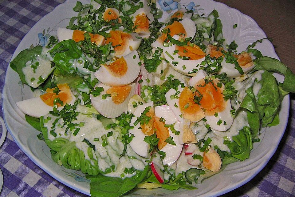 Saisonsalat mit frühlingsfrischen Kräutern