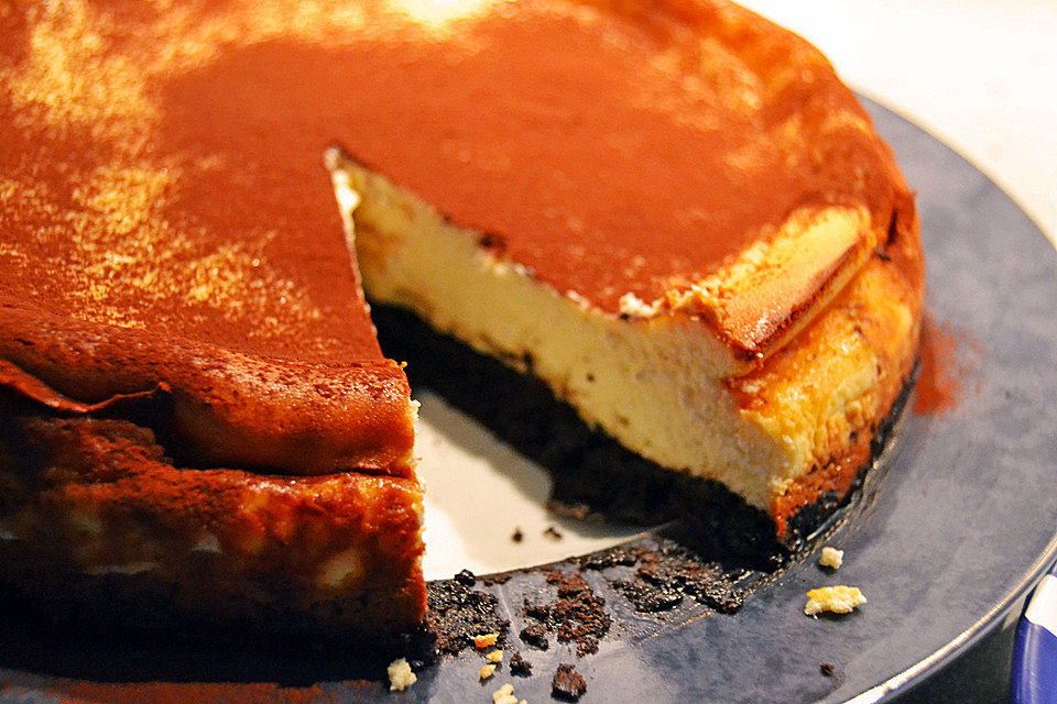 Käsekuchen mit Oreo-Keksboden