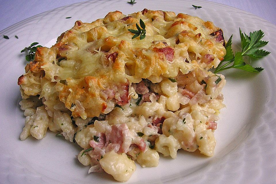 Gratinierte Schinkenspätzle