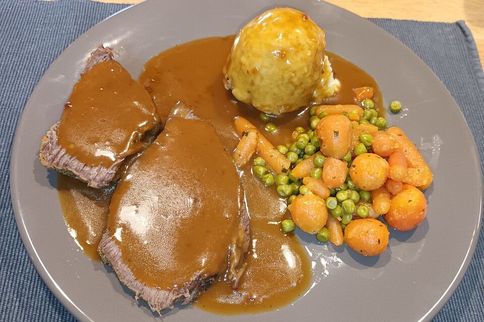 Rinderbraten im Schnellkochtopf  mit  viel Sauce