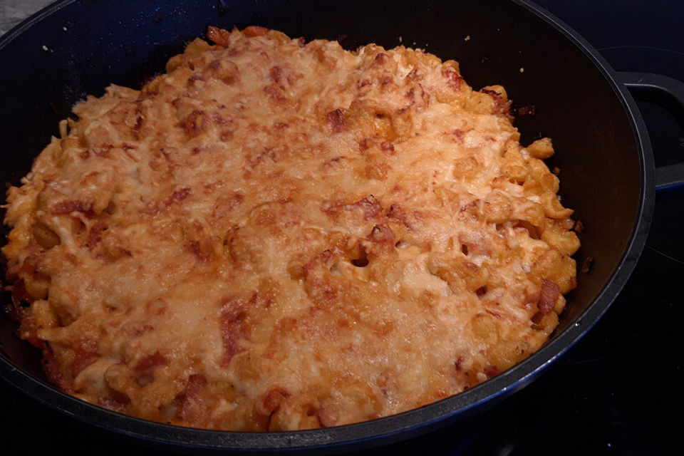 Überbackene Spätzle mit Schinken