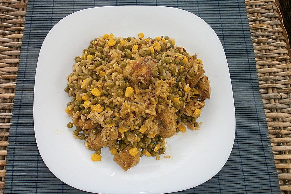 Curryreis mit Hähnchen