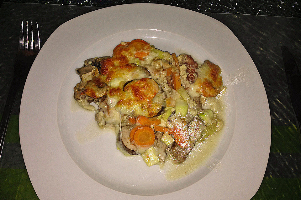 Schweinefilet im Gemüse-Gratin