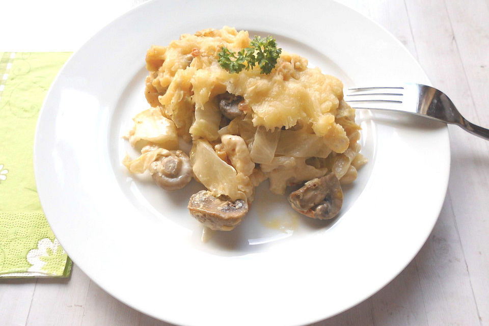 Spätzle-Spitzkohl Auflauf