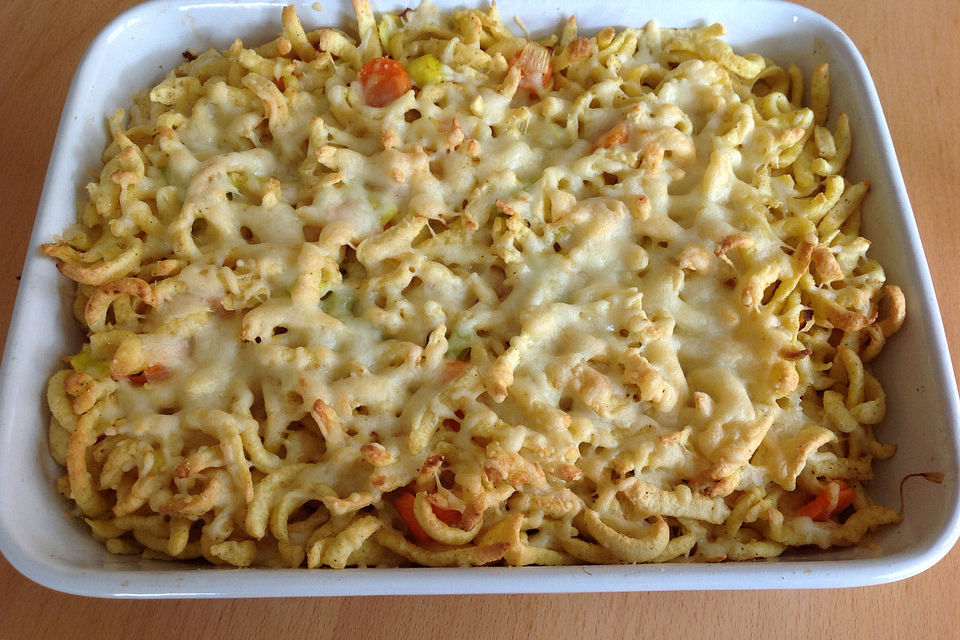 Käsespätzle-Lauch Auflauf