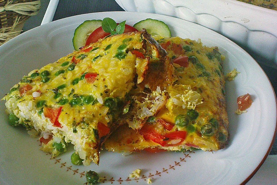 Reis-Erbsen-Frittata