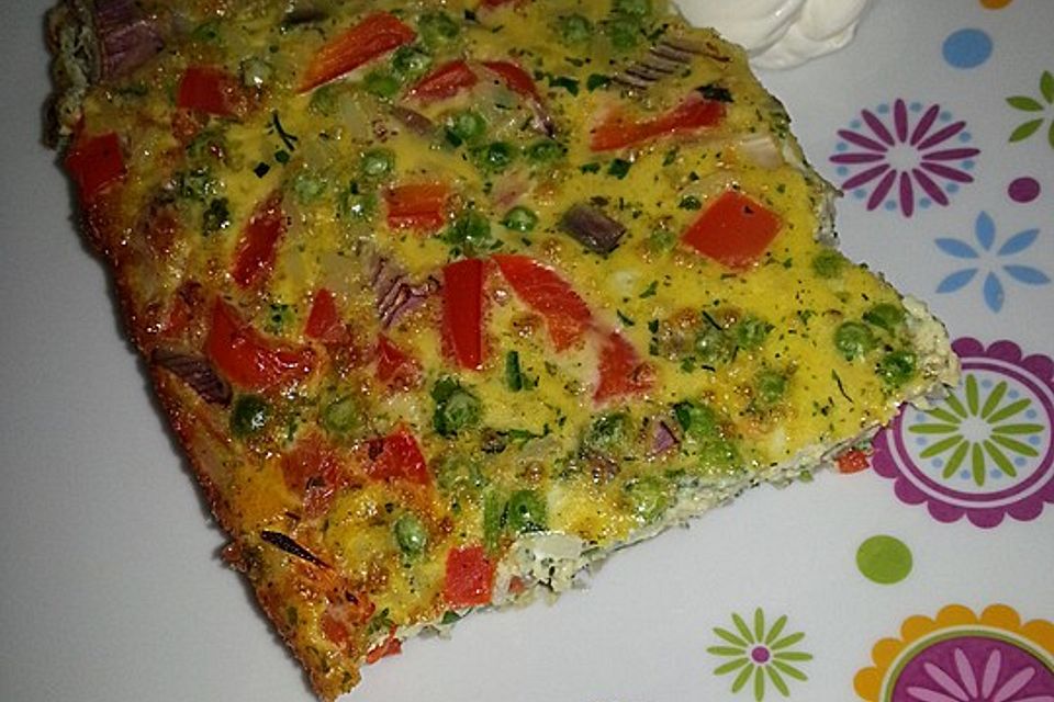 Reis-Erbsen-Frittata