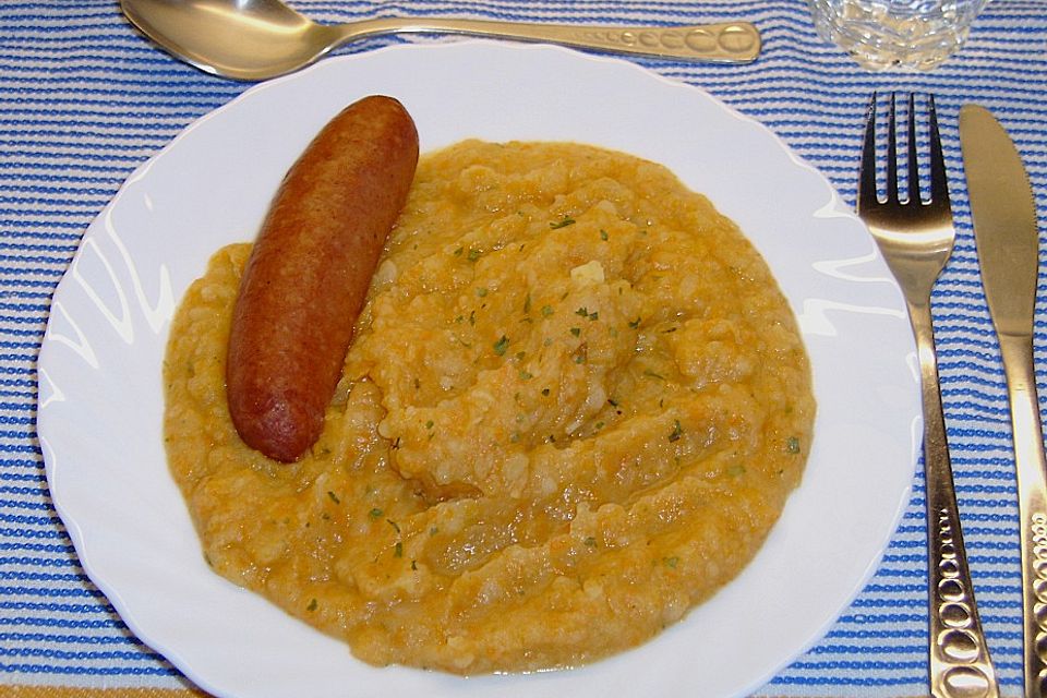 Karotten - Kartoffelmus mit Cabanossi