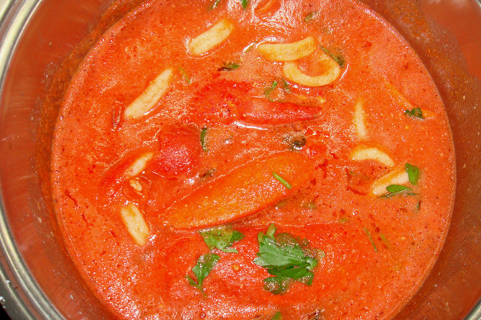 Tomatensoße mit Flusskrebsen