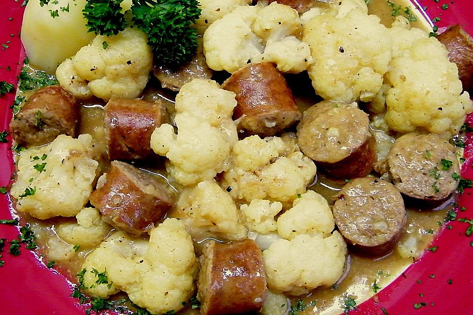 Blumenkohl-Bratwurst-Pfanne