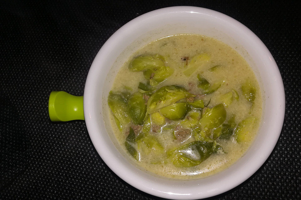 Hackfleisch-Rosenkohl-Suppe