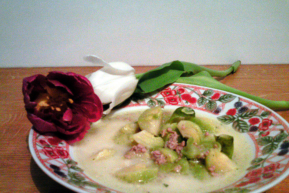 Hackfleisch-Rosenkohl-Suppe