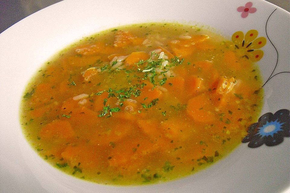 Gelbrüben-Reis-Suppe