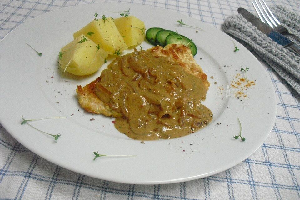 Zwiebelschnitzel - Crème double