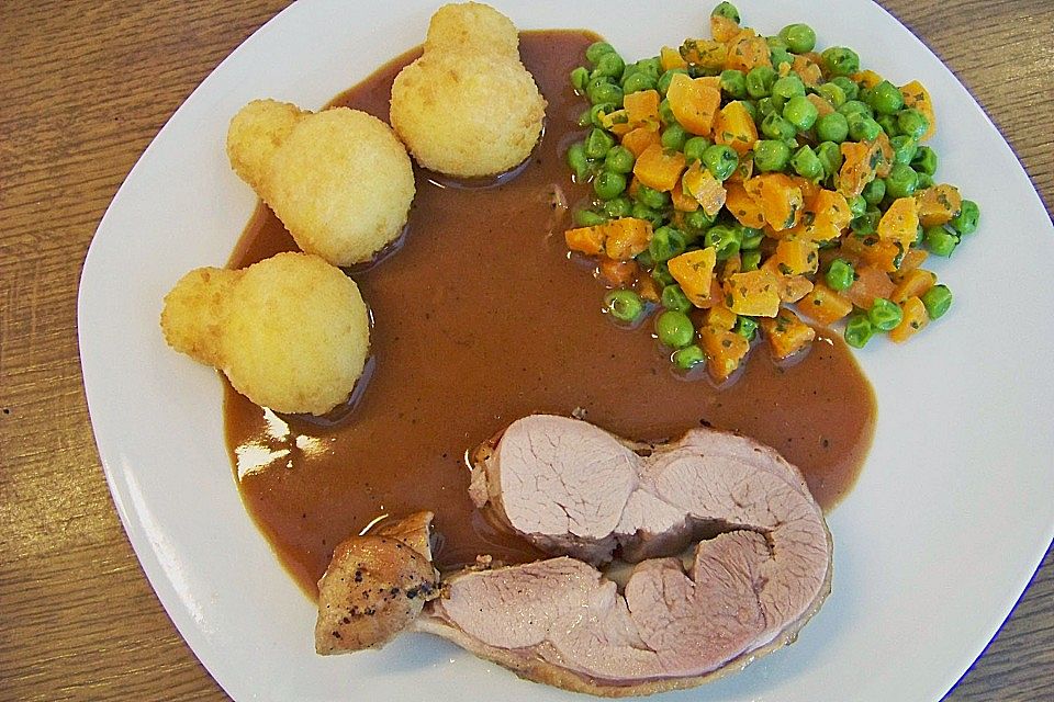 Putenrollbraten in Cidresauce