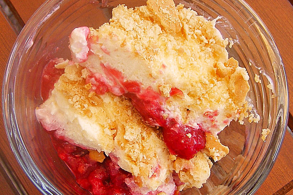 White Chocolate Cream  Raspberry Crumble