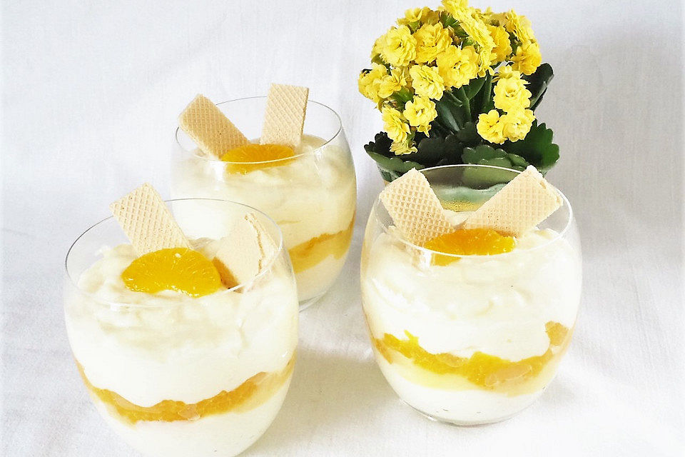 Fruchtiges Mandarinen-Pudding-Dessert