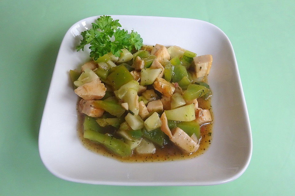 Hähnchenbrust alla bayrischer Wurstsalat