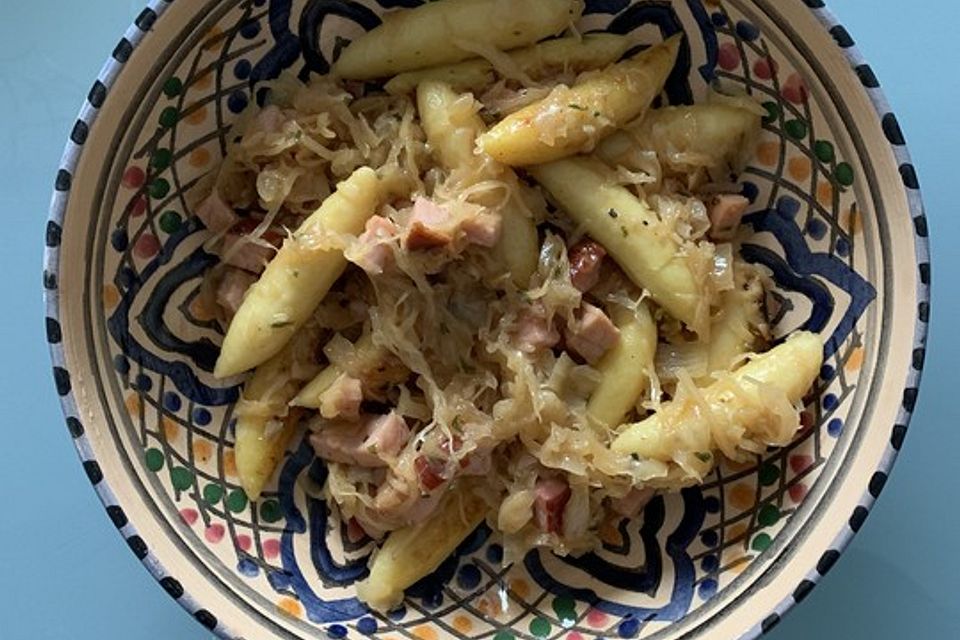 Kasseler Schupfnudeln mit Sauerkraut