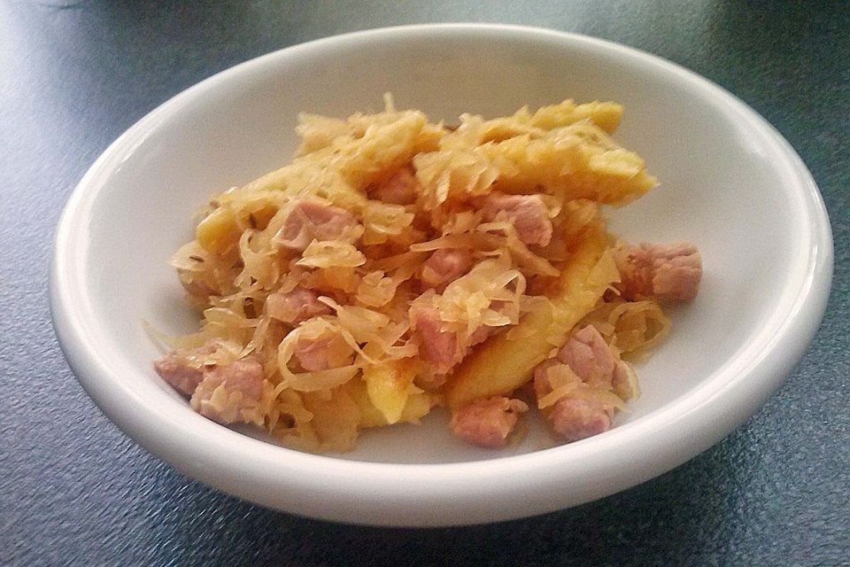 Kasseler Schupfnudeln mit Sauerkraut