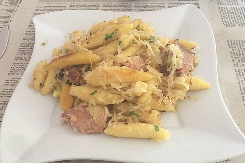 Kasseler Schupfnudeln mit Sauerkraut