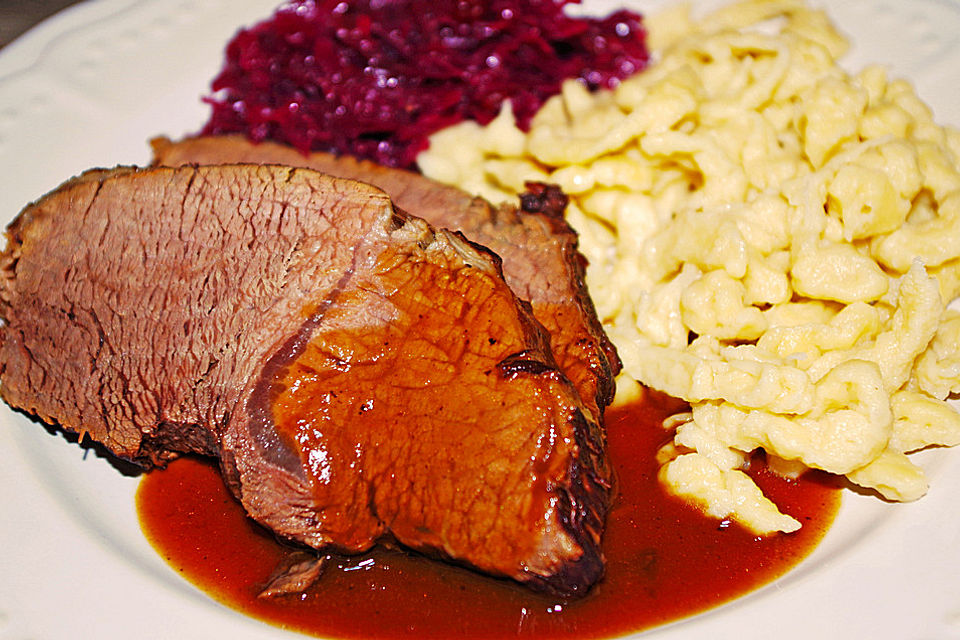 Alohas Glühweinbraten mit Zwetschgenmus