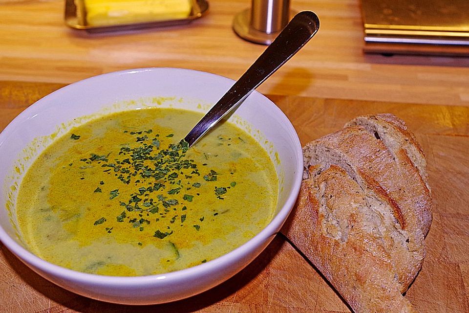 Zucchini-Linsensuppe mit Kokos