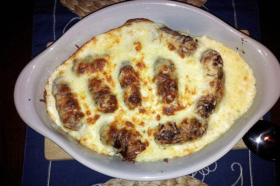 Blumenkohlgratin mit Bratwurst