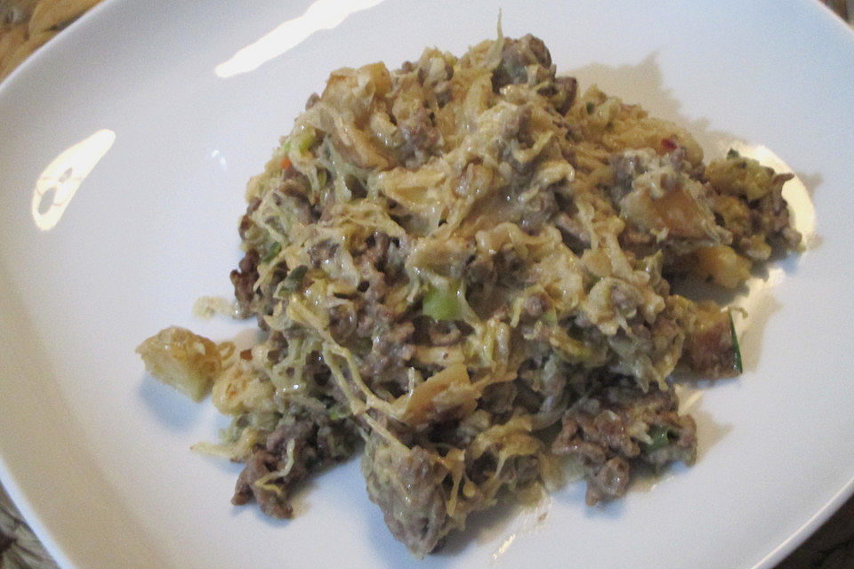 Sauerkraut-Kartoffel-Hackpfanne