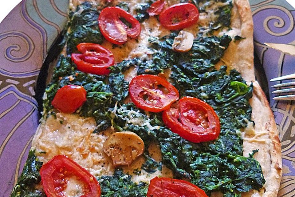 Vegetarische Spinatpizza