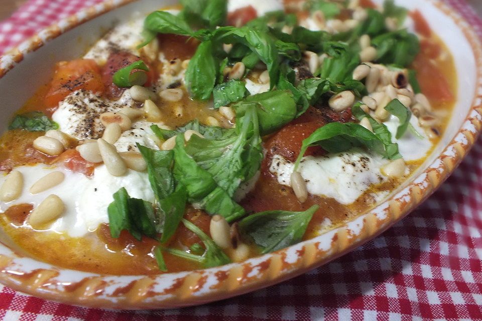 Geschmorte Tomaten alla Burrata