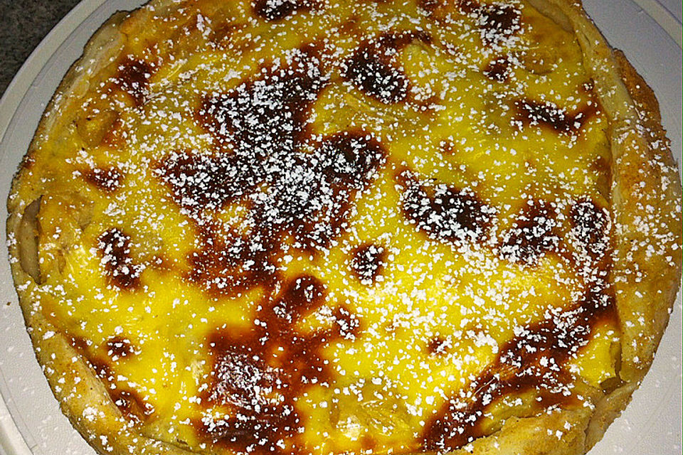 Schneller Apfelkuchen mit Vanillepudding