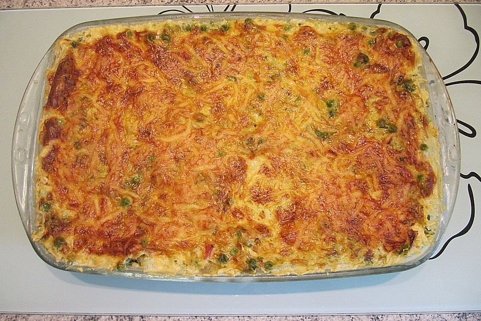 Nudel-Schinken-Gratin